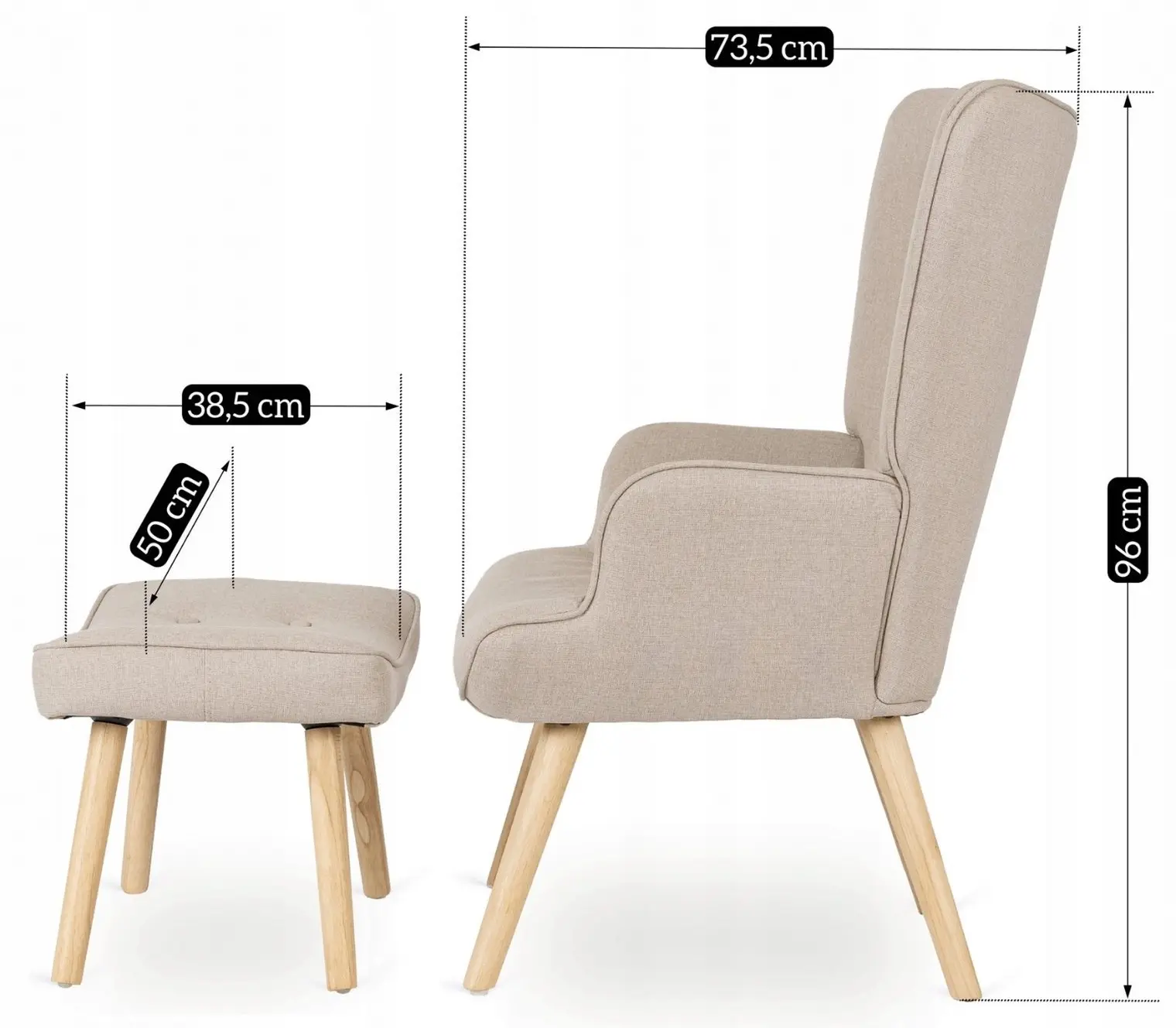 Кресло с пуфом Mebel Elite Lozano 2 (Beige)