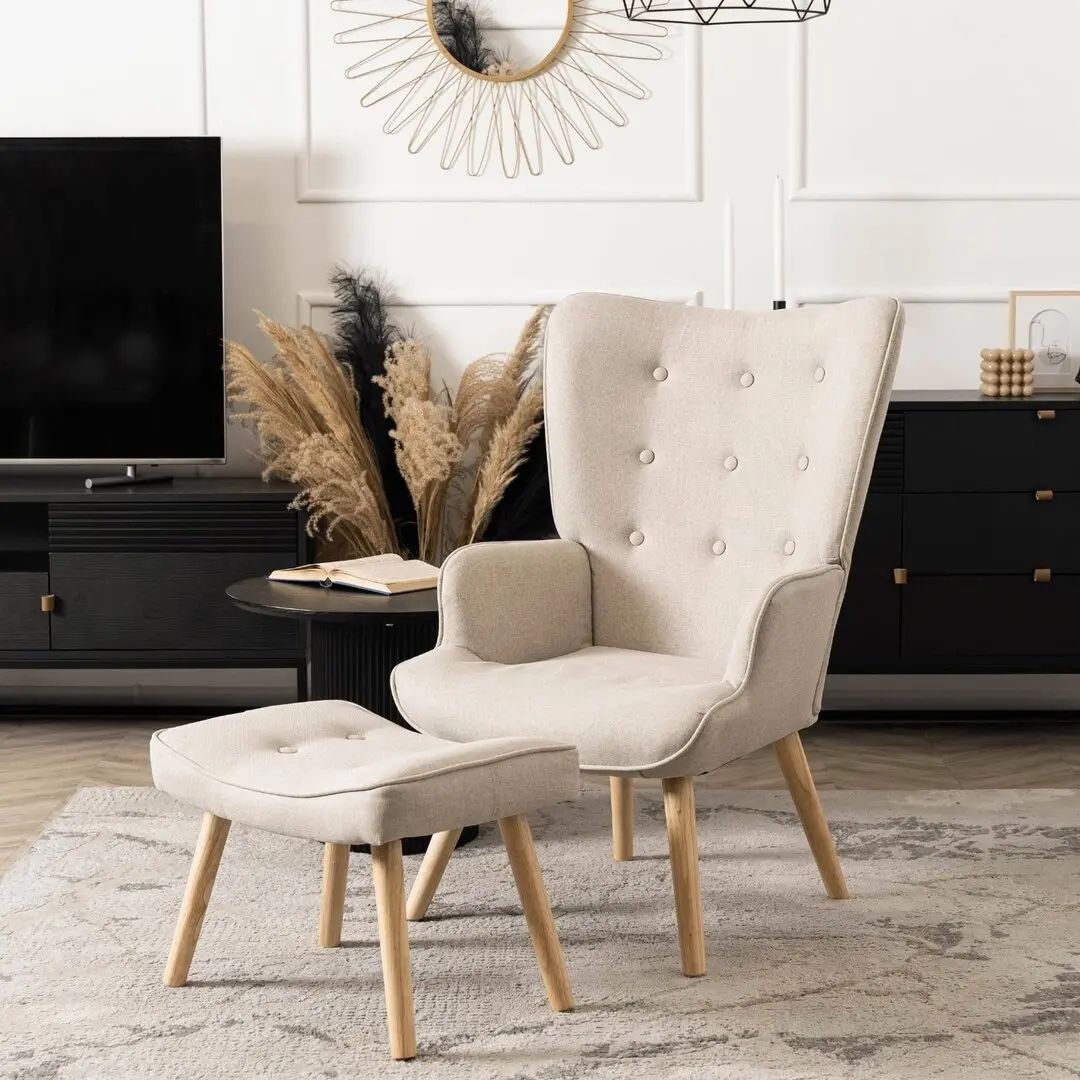 Кресло с пуфом Mebel Elite Lozano 2 (Beige)