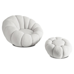 Кресло с пуфом Mebel Elite Pettit (Cream) Thumb