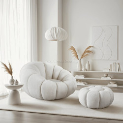 Fotoliu cu puf Mebel Elite Pettit (Cream)