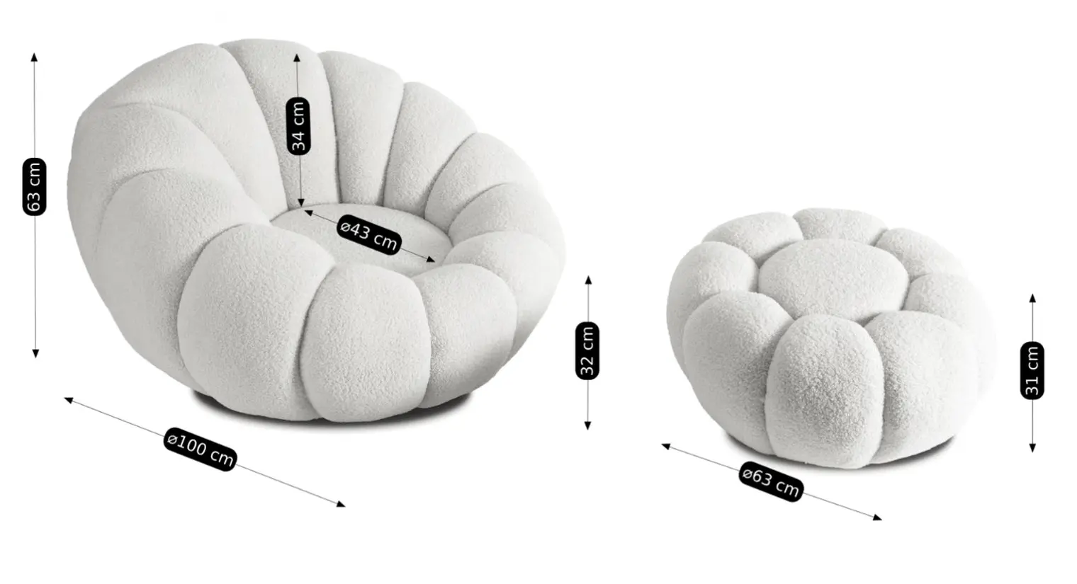 Кресло с пуфом Mebel Elite Pettit (Cream)