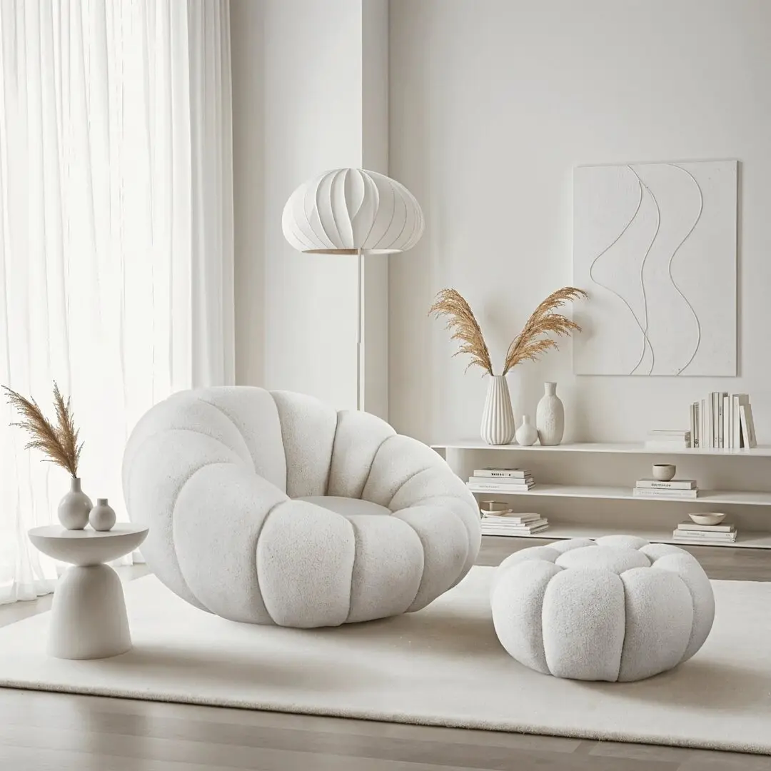 Кресло с пуфом Mebel Elite Pettit (Cream)