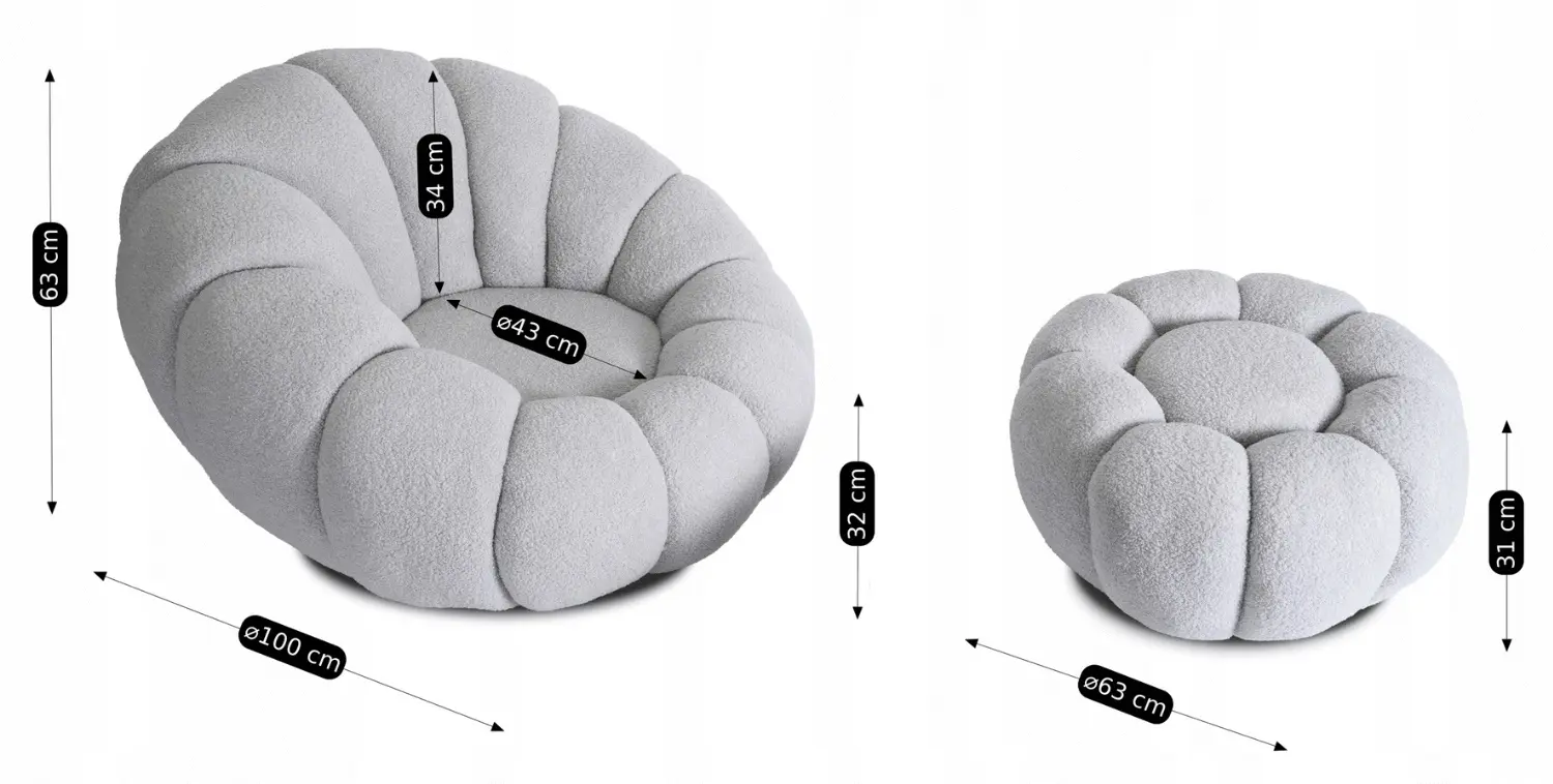 Кресло с пуфом Mebel Elite Pettit (Grey)