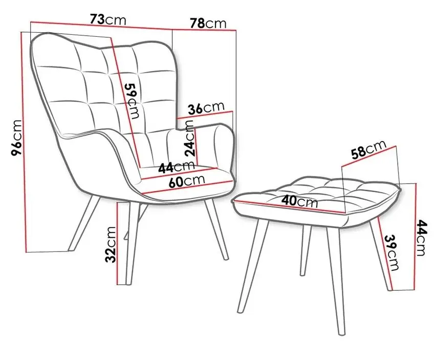 Кресло с табуретом Mirjan24 Ralikin/Gunar (Blue) - 2
