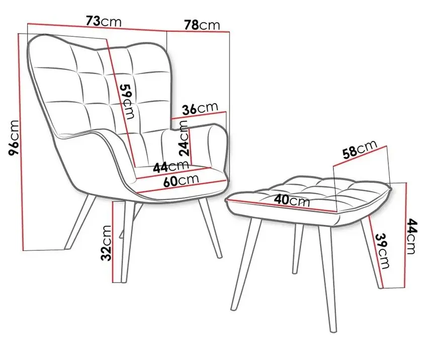 Fotoliu cu taburet Mirjan24 Ralikin/Gunar (Gray) - 2