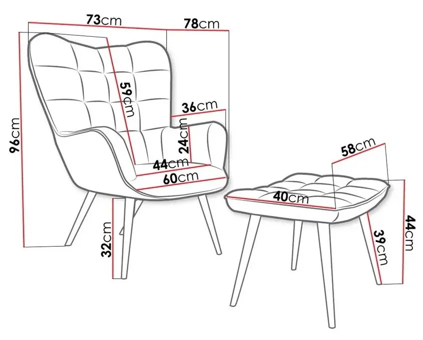 Fotoliu cu taburet Mirjan24 Ralikin/Gunar (Green) - 2