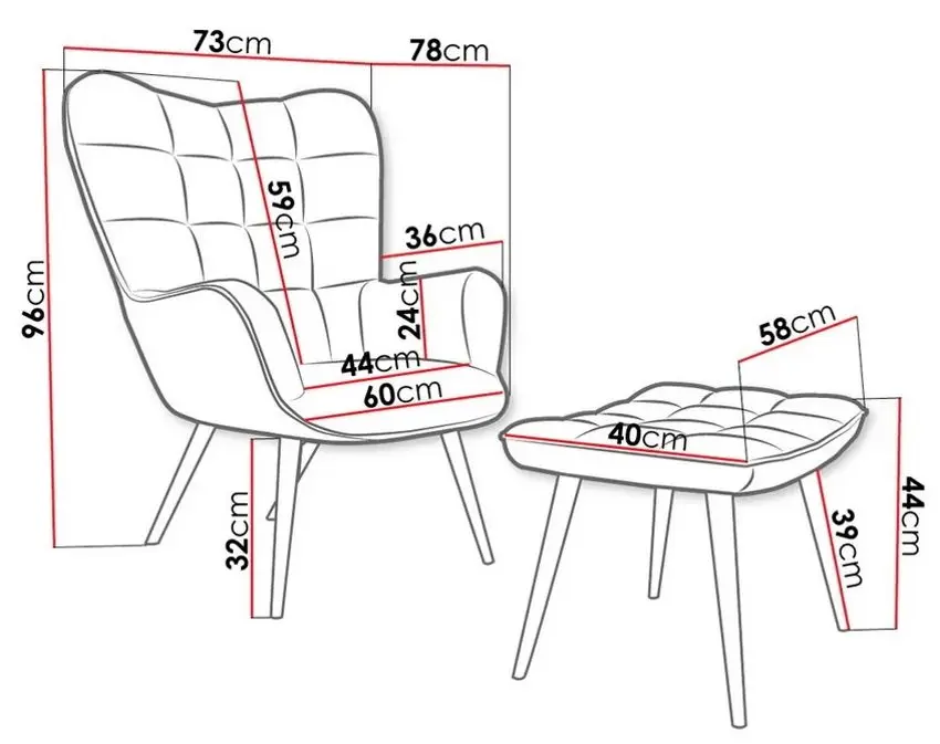 Fotoliu cu taburet Mirjan24 Ralikin/Gunar (Pink) - 2