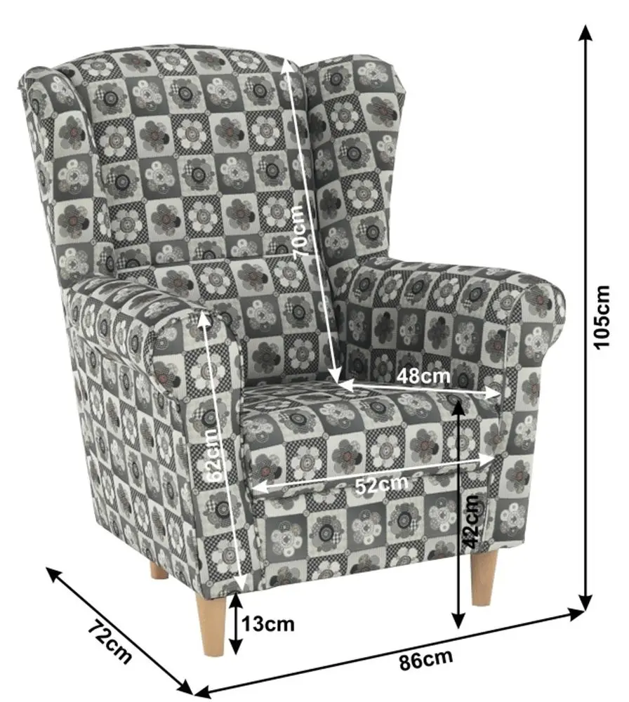 Fotoliu Mobhaus Charlot (Gray/Flowers)