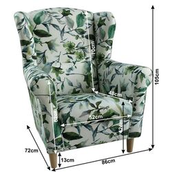 Fotoliu Mobhaus Charlot (White/Green Leaves) Thumb