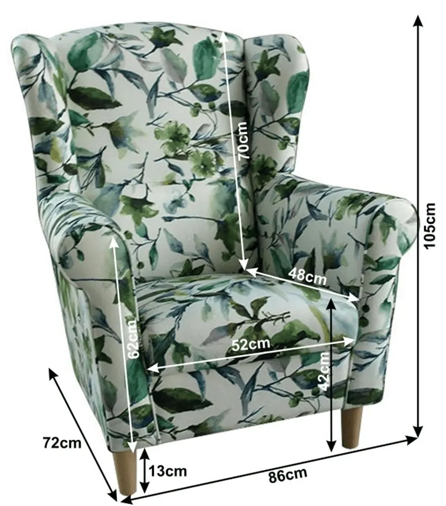 Fotoliu Mobhaus Charlot (White/Green Leaves) - 2