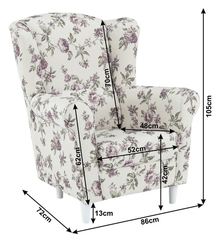 Fotoliu Mobhaus Charlot (White/Roses)