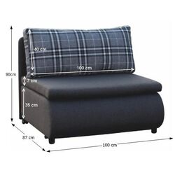 Fotoliu extensibil Mobhaus Keny New (Gray/Checkered pattern) Thumb