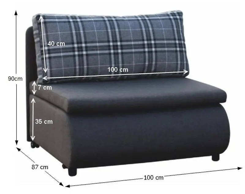 Fotoliu extensibil Mobhaus Keny New (Gray/Checkered pattern)