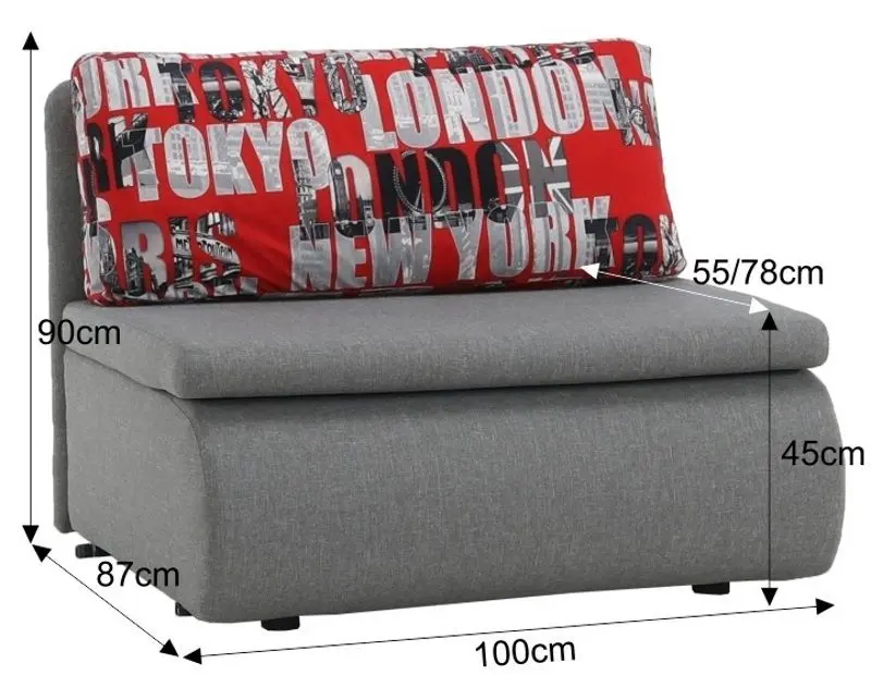 Fotoliu extensibil Mobhaus Keny New (Gray/Pattern)