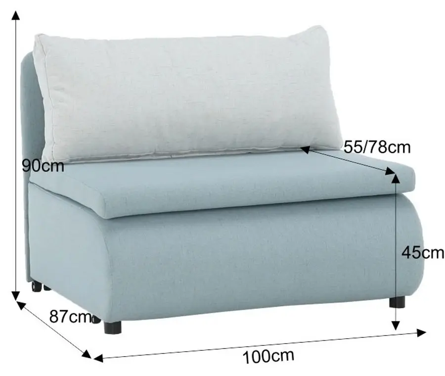 Fotoliu extensibil Mobhaus Keny New (Menthol/Cream)