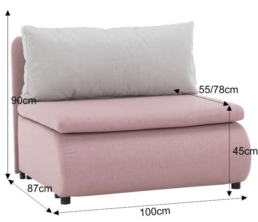 Fotoliu extensibil Mobhaus Keny New (Pink/Light Gray)