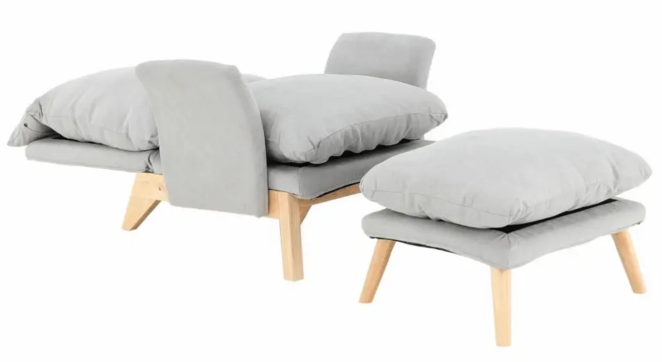 Кресло с подставкой для ног Mobhaus Zander (Light Gray/Natural) - 3