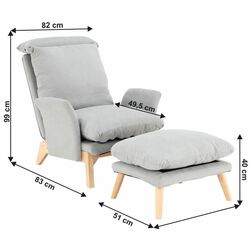 Кресло с подставкой для ног Mobhaus Zander (Light Gray/Natural) Thumb