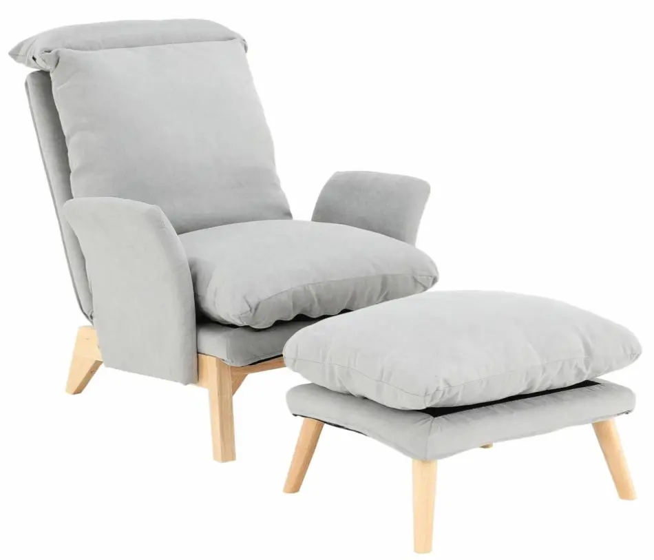 Кресло с подставкой для ног Mobhaus Zander (Light Gray/Natural)