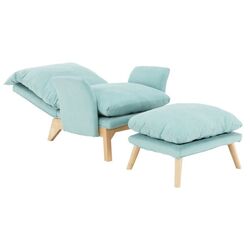Fotoliu cu suport pentru picioare Mobhaus Zander (Menthol/Natural) Thumb