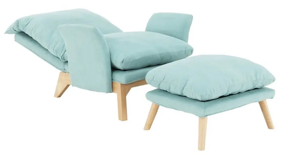 Fotoliu cu suport pentru picioare Mobhaus Zander (Menthol/Natural)