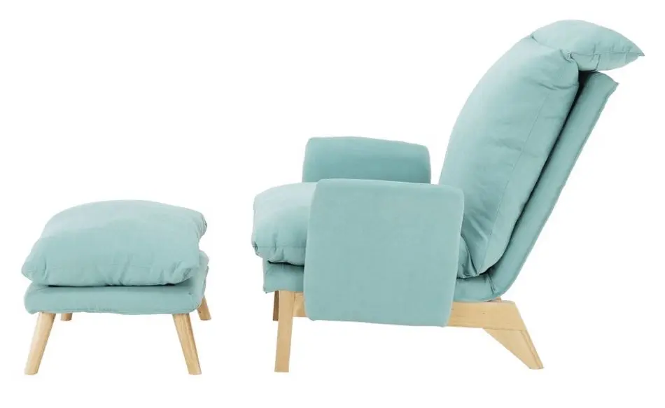 Fotoliu cu suport pentru picioare Mobhaus Zander (Menthol/Natural)