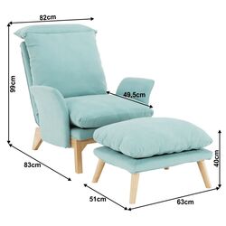 Fotoliu cu suport pentru picioare Mobhaus Zander (Menthol/Natural) Thumb