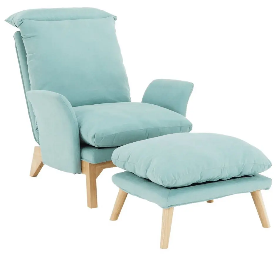 Fotoliu cu suport pentru picioare Mobhaus Zander (Menthol/Natural)