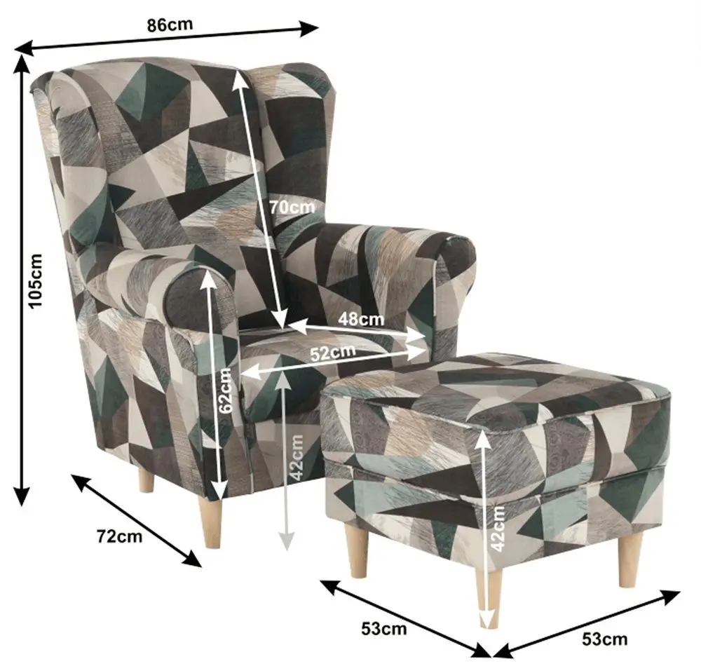 Fotoliu cu puf Mobhaus Astrid (Brown-Green)