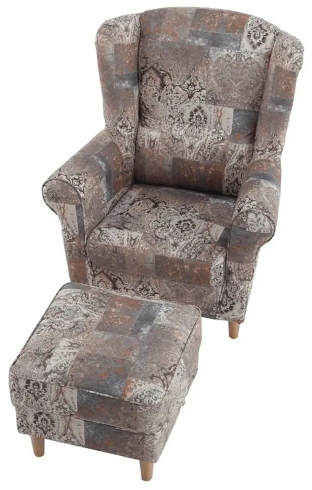 Fotoliu cu puf Mobhaus Astrid (Brown/Vintage)