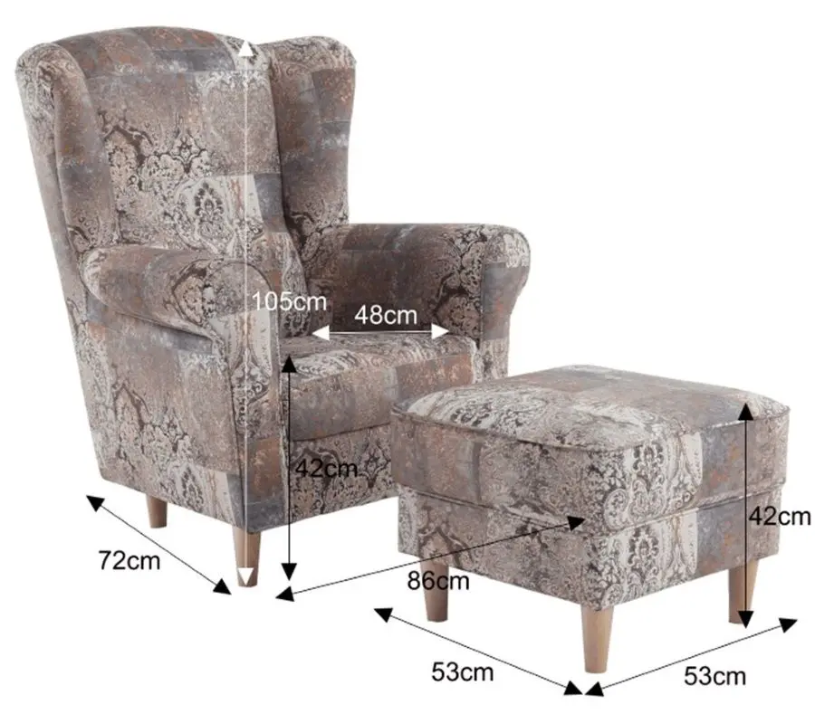 Fotoliu cu puf Mobhaus Astrid (Brown/Vintage)