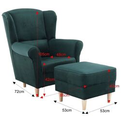 Кресло с пуфом Mobhaus Astrid (Emerald) Thumb