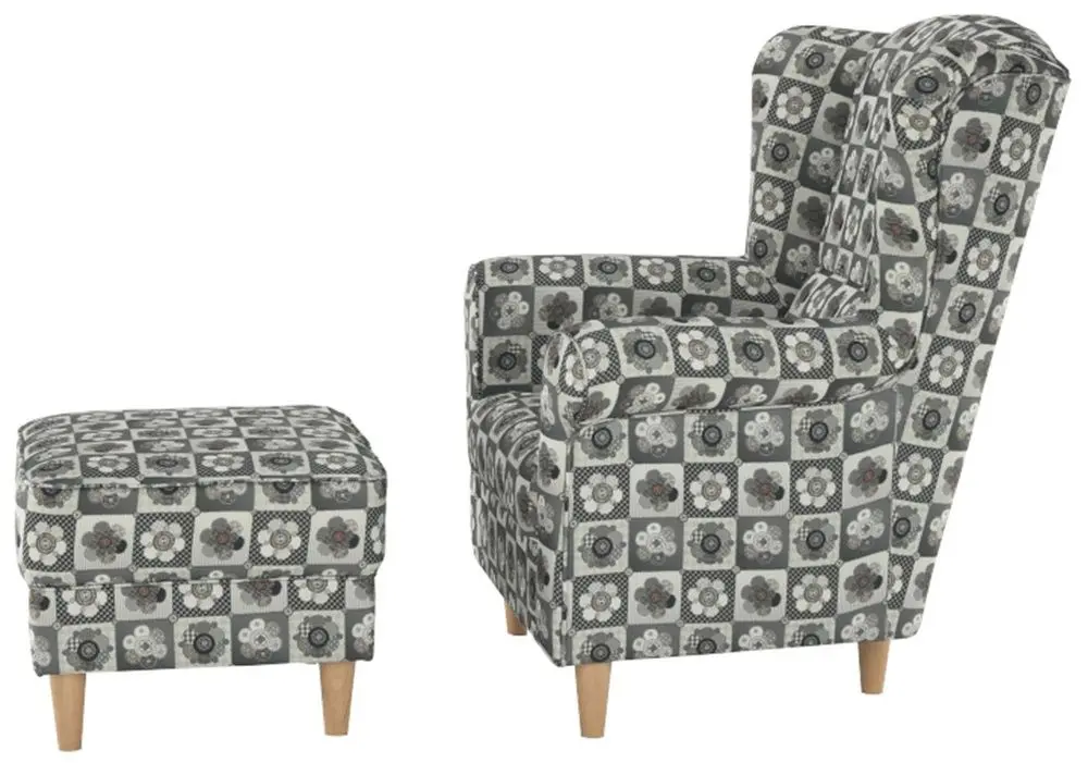 Кресло с пуфом Mobhaus Astrid (Gray/Flowers) - 11