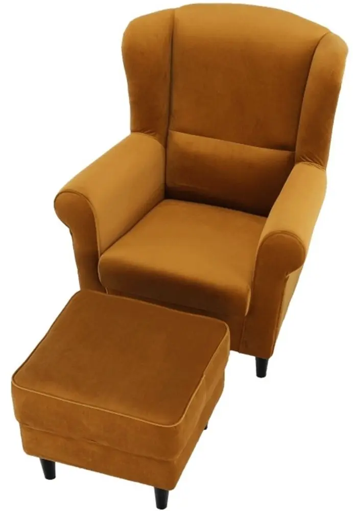 Fotoliu cu puf Mobhaus Astrid (Mustard)