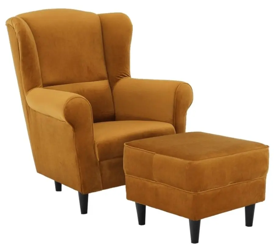 Fotoliu cu puf Mobhaus Astrid (Mustard)