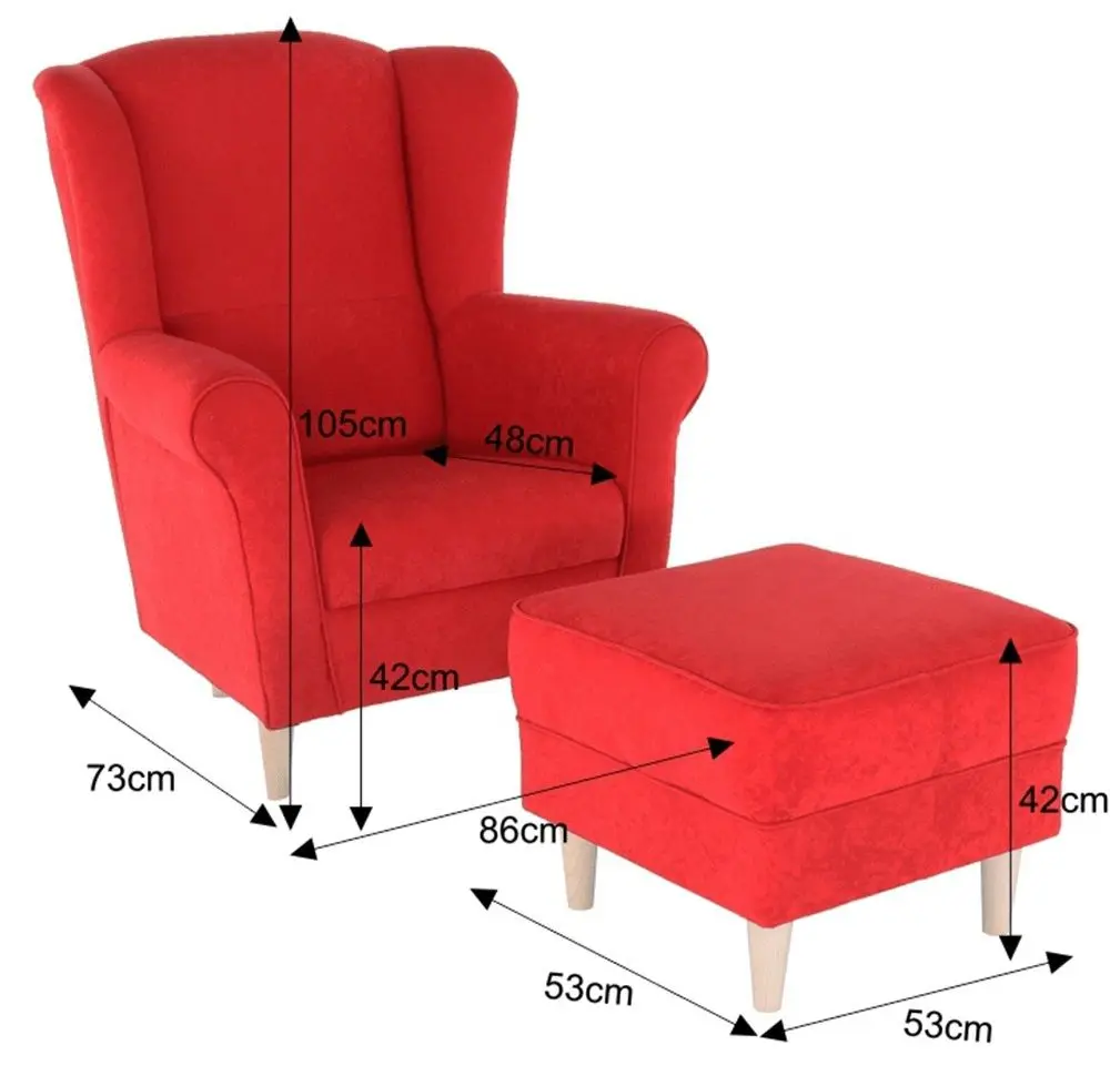 Fotoliu cu puf Mobhaus Astrid (Red)