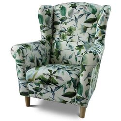 Fotoliu cu puf Mobhaus Astrid (White/Green Leaves) Thumb