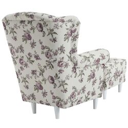 Fotoliu cu puf Mobhaus Astrid (White/Roses) Thumb