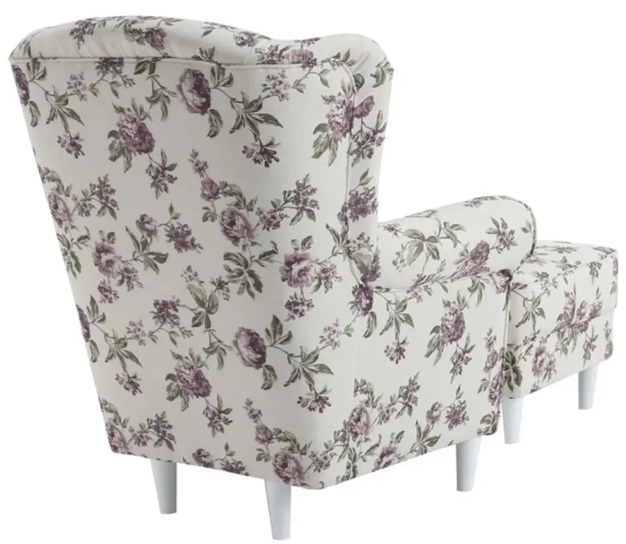 Fotoliu cu puf Mobhaus Astrid (White/Roses)