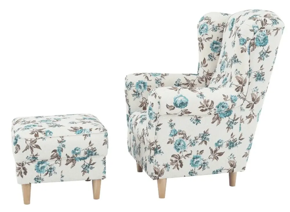 Кресло с пуфом Mobhaus Astrid (White/Roses)