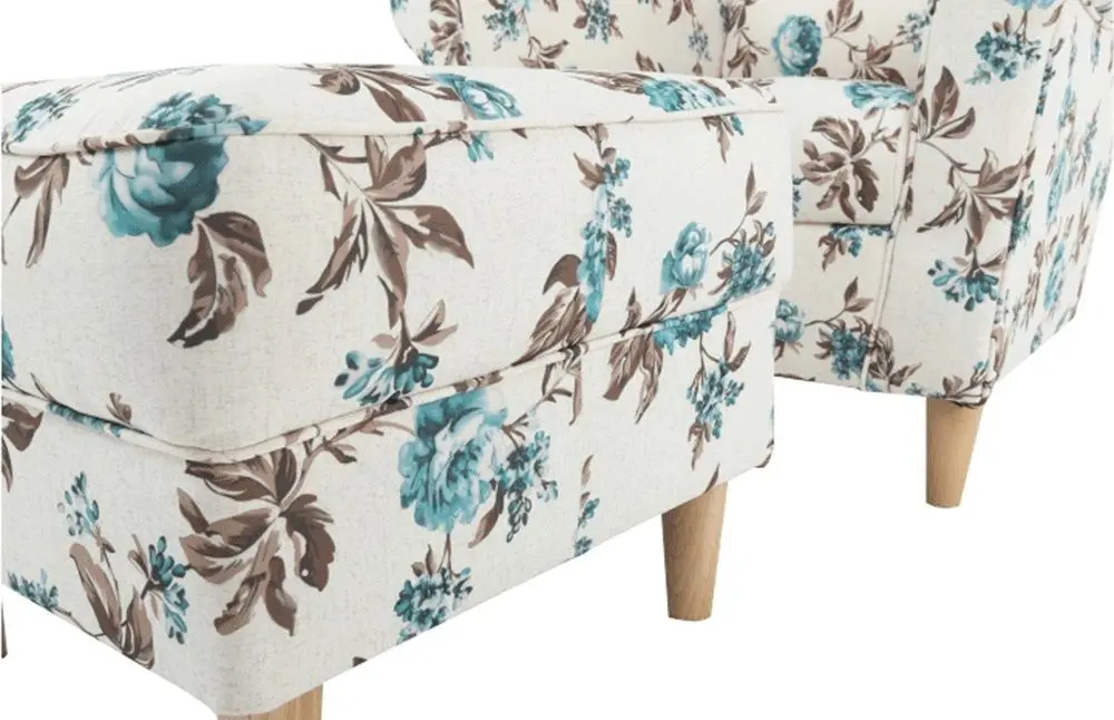 Кресло с пуфом Mobhaus Astrid (White/Roses)