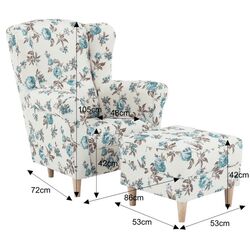 Кресло с пуфом Mobhaus Astrid (White/Roses) Thumb
