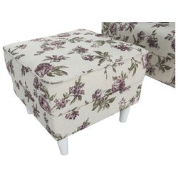 Fotoliu cu puf Mobhaus Astrid (White/Roses) Thumb