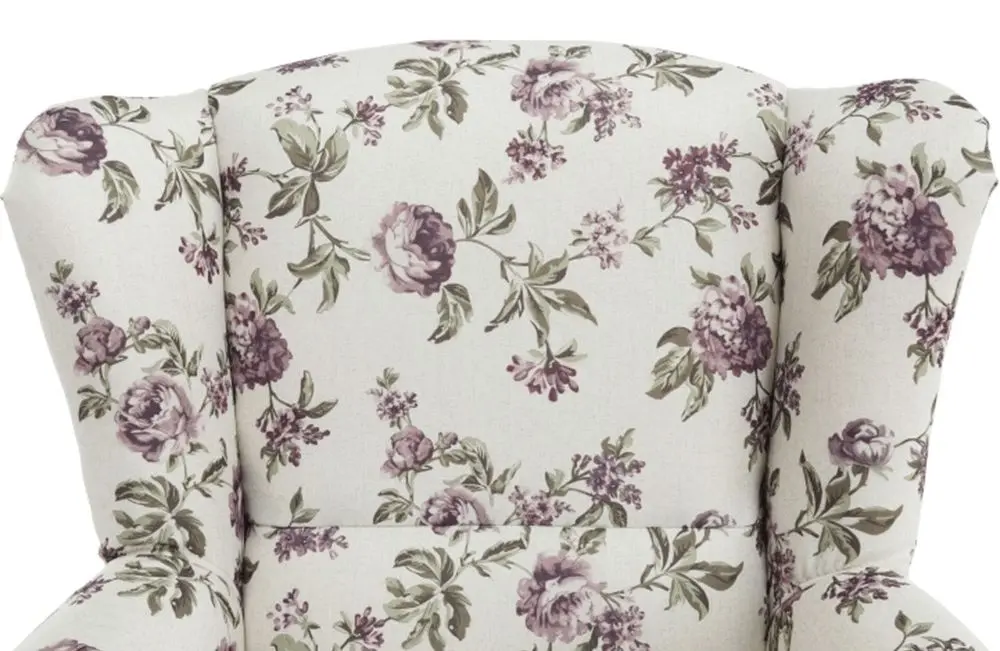 Fotoliu cu puf Mobhaus Astrid (White/Roses)