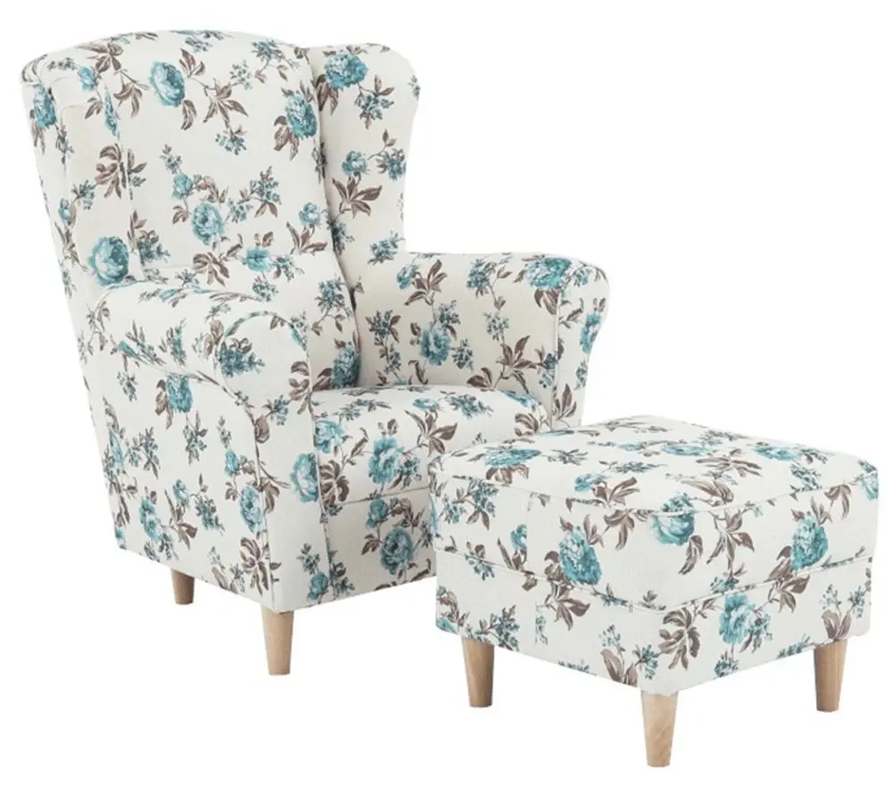 Кресло с пуфом Mobhaus Astrid (White/Roses)