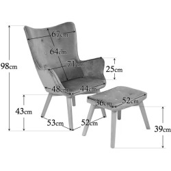 Fotoliu cu taburet Prestige Chairs BUC 267 (Cream) Thumb