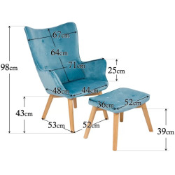 Fotoliu cu taburet Prestige Chairs BUC 267 (Turquoise) Thumb