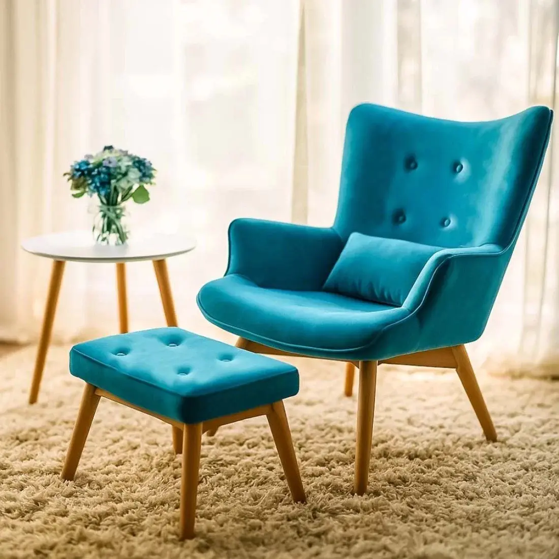 Fotoliu cu taburet Prestige Chairs BUC 267 (Turquoise)