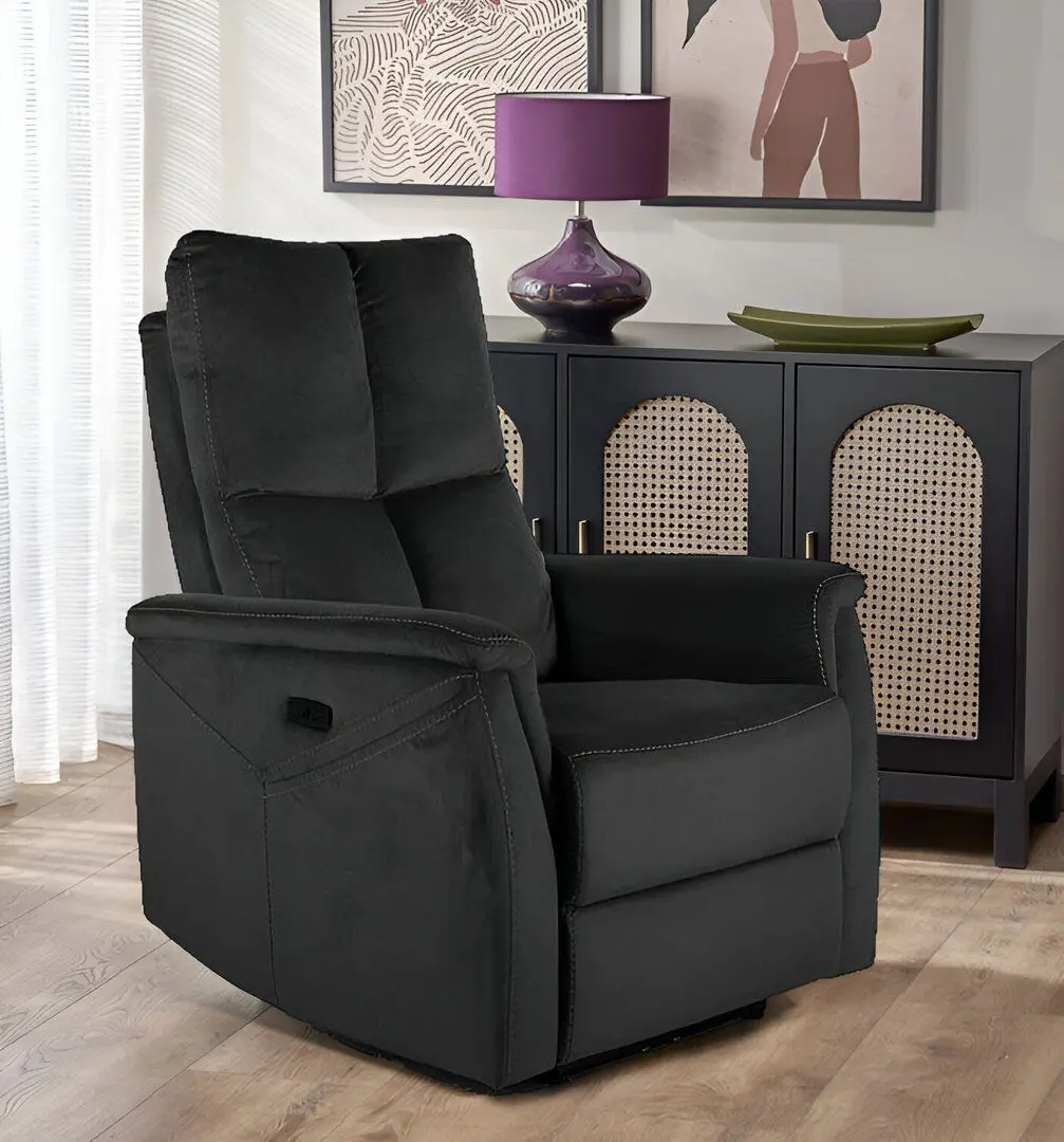 Fotoliu-recliner Signal Neptun M Velvet Bluvel 19 (Black)