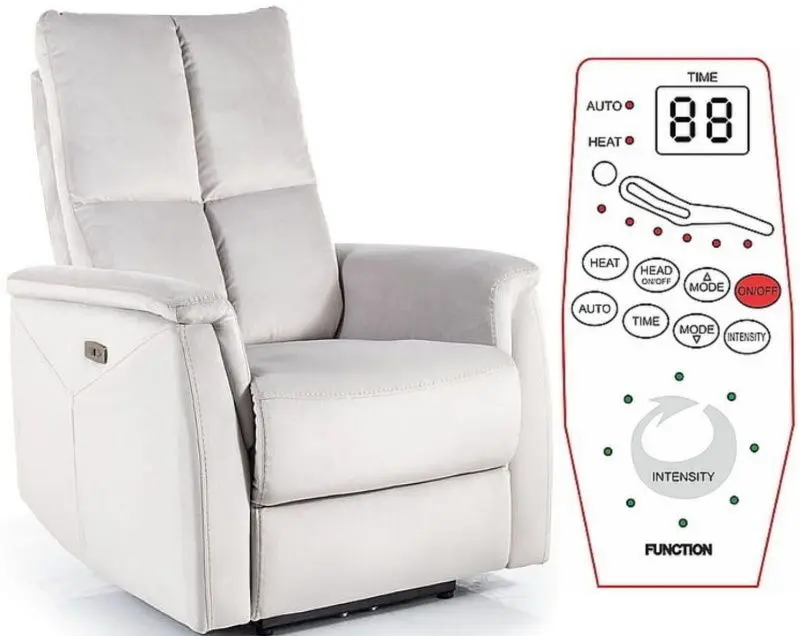 Кресло-реклайнер Signal Neptun M Velvet (Gray Light)